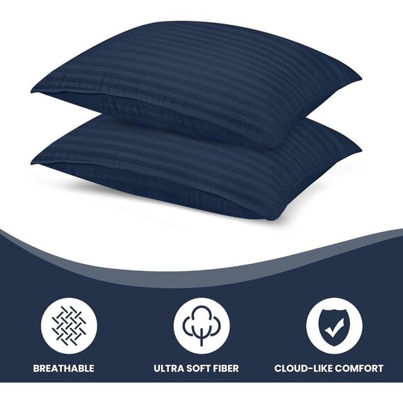 Bedding Bed Pillows for Sleeping King Size (Navy) Set of 2 Cooling Hotel… - Picture 4 of 8